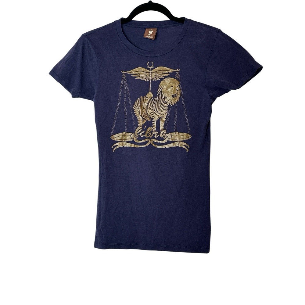 Women’s Libra Graphic Tee with Gold Lion Motif